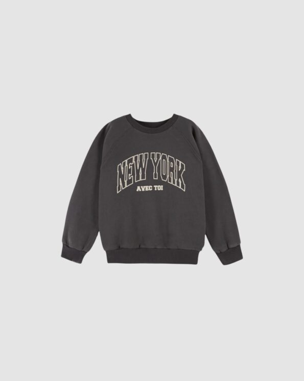 sweat new york coton bio bitume enfant Émile et Ida imprimé clair