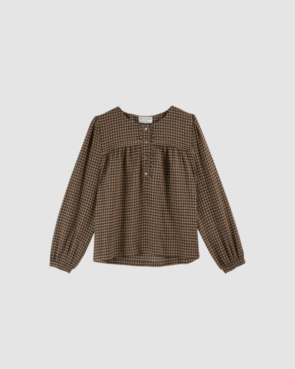 Blouse Vichy Chocolat Émile et Ida pour femme – motif vichy chocolat et noir
