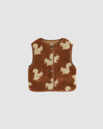 Gilet sans manches sherpa écureuils marron – Enfant – Émile et Ida