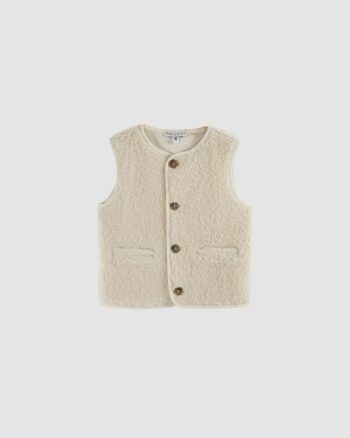 Gilet sherpa écru sans manches – Enfant – Émile et Ida