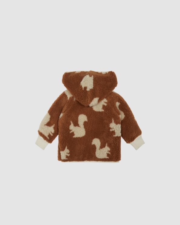 Manteau sherpa écureuils caramel à capuche – Vue de dos – Bébé – Émile et Ida