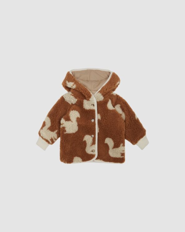 Manteau sherpa écureuils caramel à capuche – Bébé – Émile et Ida
