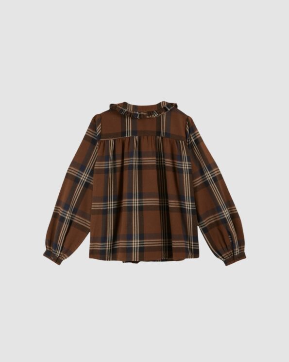 Blouse à carreaux marron Emile et Ida – Vue de dos