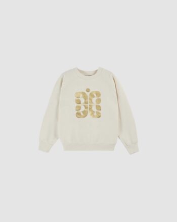 Sweat logo coton bio crème Émile et Ida avec imprimé doré pour enfant