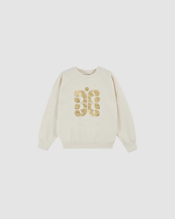 Sweat logo coton bio crème Émile et Ida avec imprimé doré pour enfant