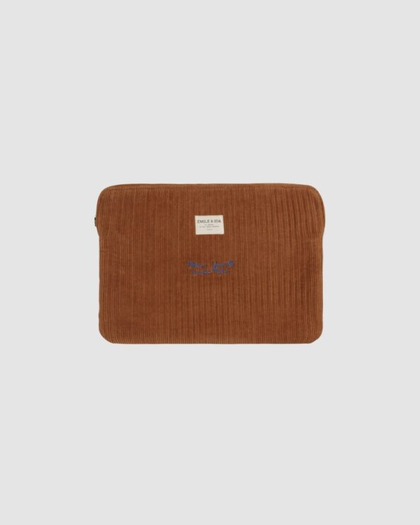Pochette ordinateur velours caramel Émile et Ida