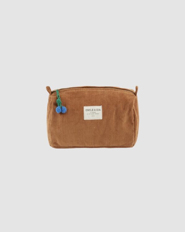 trousse de toilette Émile et Ida velours caramel Pécan
