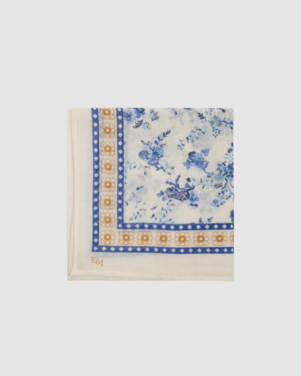 Foulard Orchid Bleu Émile et Ida – 100 x 100 cm en laine