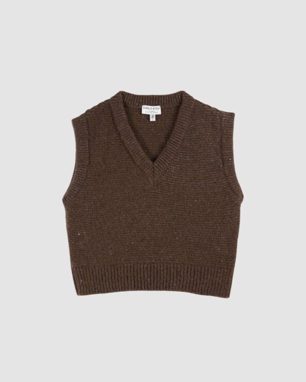 Pull sans manches en laine châtaigne femme – Emile et Ida