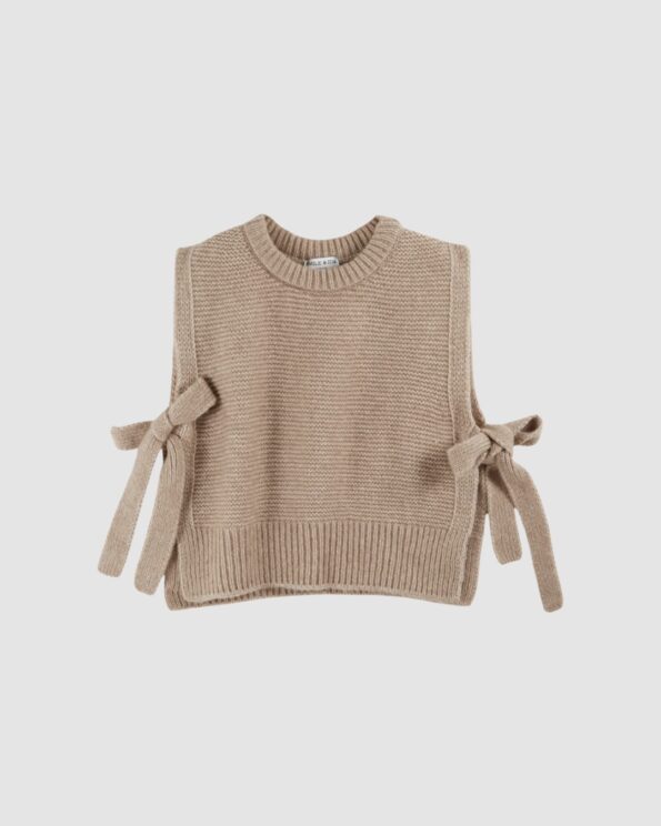 Pull sans manches à nouer beige Emile et Ida – Femme