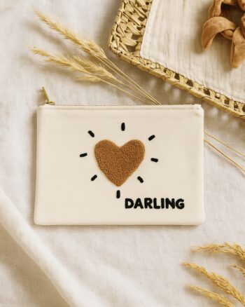 Trousse Cœur Darling Opjet – Pochette coton élégante avec cœur brodé