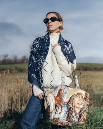 Foulard Bandana Navy Maison Lecomte Flament en laine et cachemire