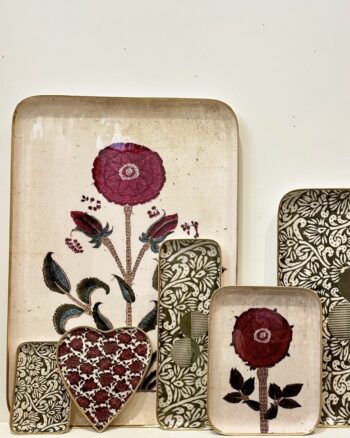 Plateau réception Pivoine Boncoeurs en aluminium émaillé