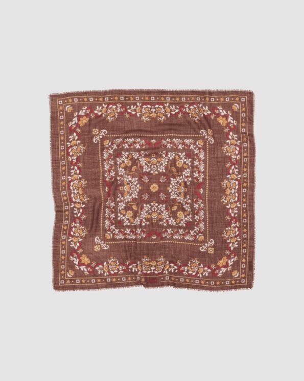Foulard Secret Garden Choco en laine et soie – Maison Lecomte Flament