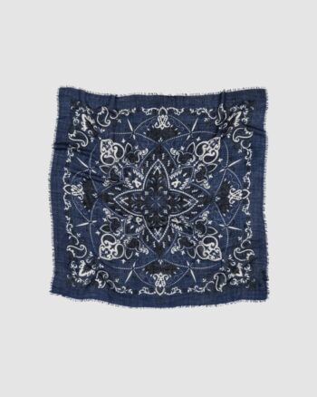 Foulard Bandana Navy en laine et cachemire – Maison Lecomte Flament