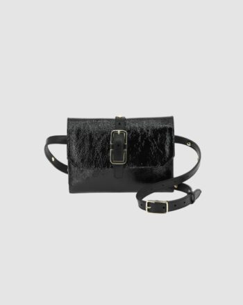 La Lulu Millau Crispy Noir Herbert Frère Sœur – Pochette banane en cuir verni noir