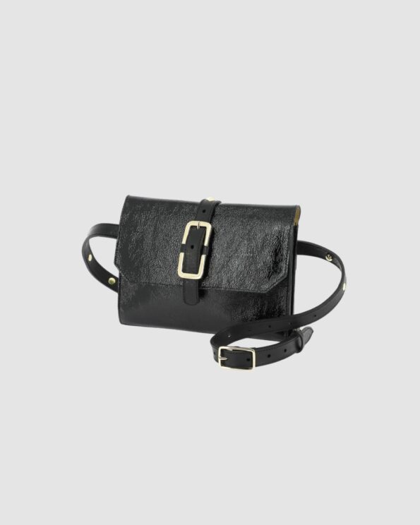 La Lulu Millau Crispy Noir Herbert Frère Sœur – Pochette banane en cuir verni