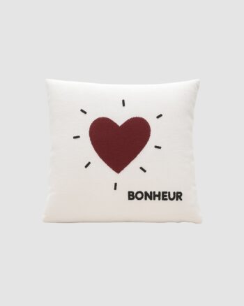 Coussin Cœur Bonheur Opjet – Déco élégante en coton brodé