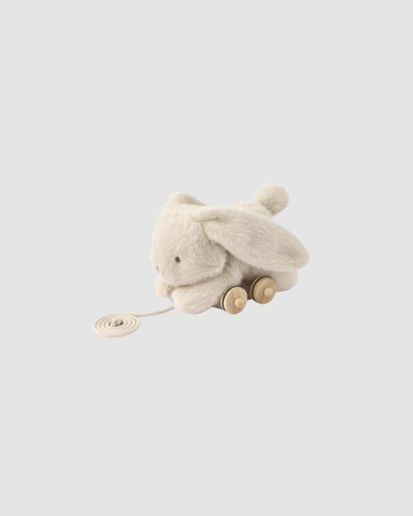 Lapin à tirer Pera Mist Liewood – jouet en peluche avec roues en bois