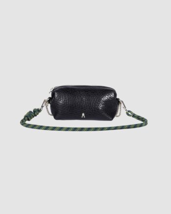 Nuage Bubble Noir Craie Studio – Pochette en cuir d’agneau avec bandoulière corde