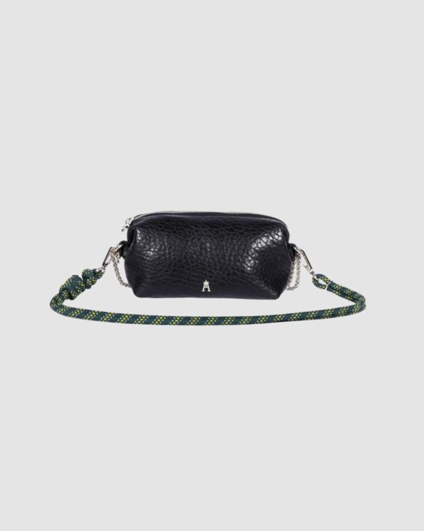 Nuage Bubble Noir Craie Studio – Pochette en cuir d’agneau avec bandoulière corde