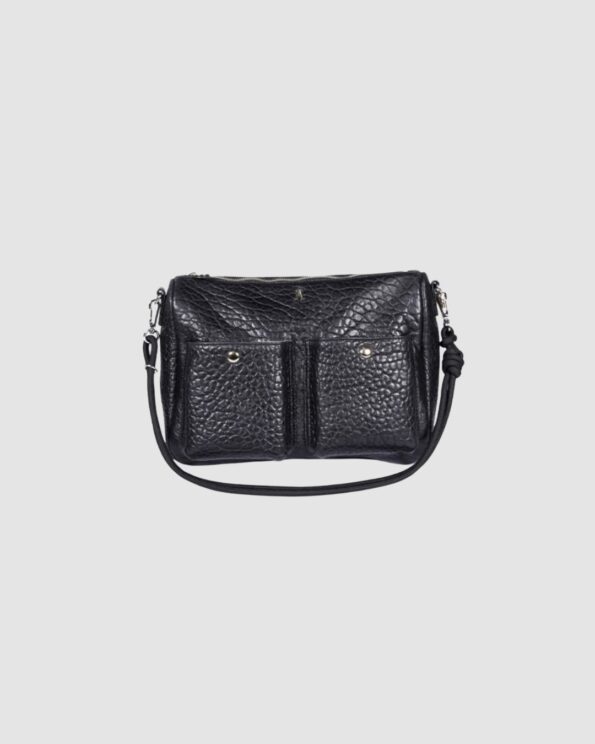 Sac Système Bubble Noir en cuir d’agneau – Craie