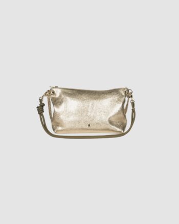 Sac Mallow Or Craie Studio en cuir d’agneau métallisé avec bandoulières interchangeables