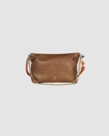 Sac Mallow Bubble Havana Craie Studio en cuir camel avec chaîne dorée