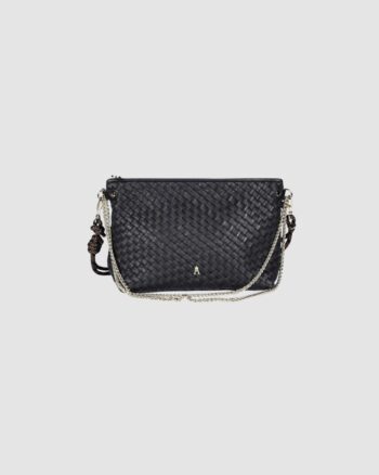 Sac pochette Mallow Tressé Noir en cuir tressé – Craie Studio