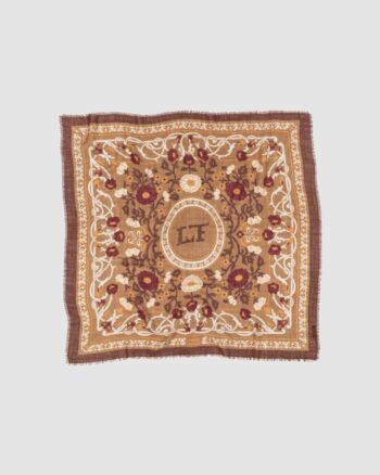 Foulard Marie-Antoinette camel beige Maison Lecomte Flament en laine et soie