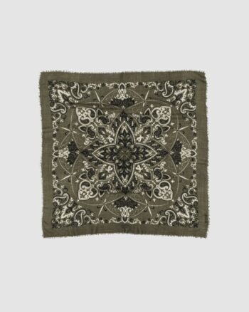 Foulard Bandana Kaki Maison Lecomte Flament en laine et cachemire