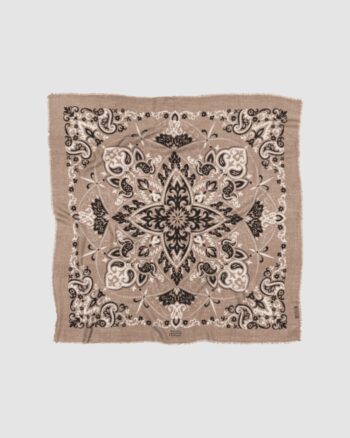 Foulard Bandana Taupe cachemire Maison Lecomte Flament