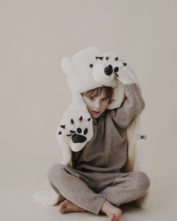 Enfant déguisé en ours polaire avec cape et pattes Wild and Soft