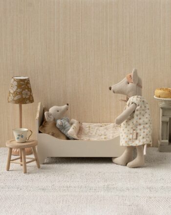 Lit Souris Maileg Blanc Off White en bois avec parure de lit – univers poétique Maileg