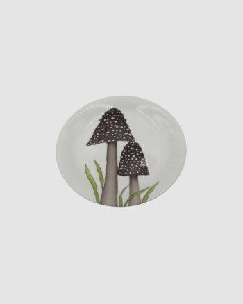 Photo de l’assiette Mushroom Opjet en céramique, motif champignons naturels
