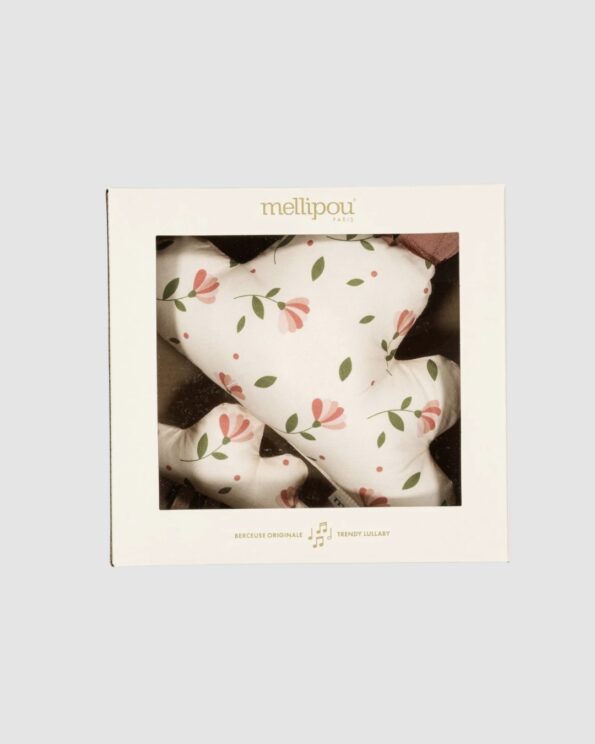 Coussin musical Holiday Mellipou dans sa boîte – nuage floral musique La Boum