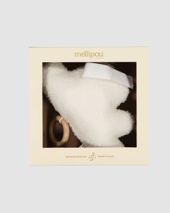 Coussin musical Donna Mellipou – nuage blanc dans sa boîte cadeau