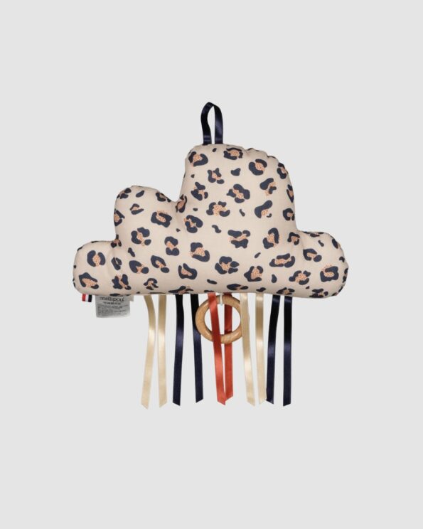 Nuage musical Baker Mellipou imprimé léopard avec rubans colorés fabriqué en France