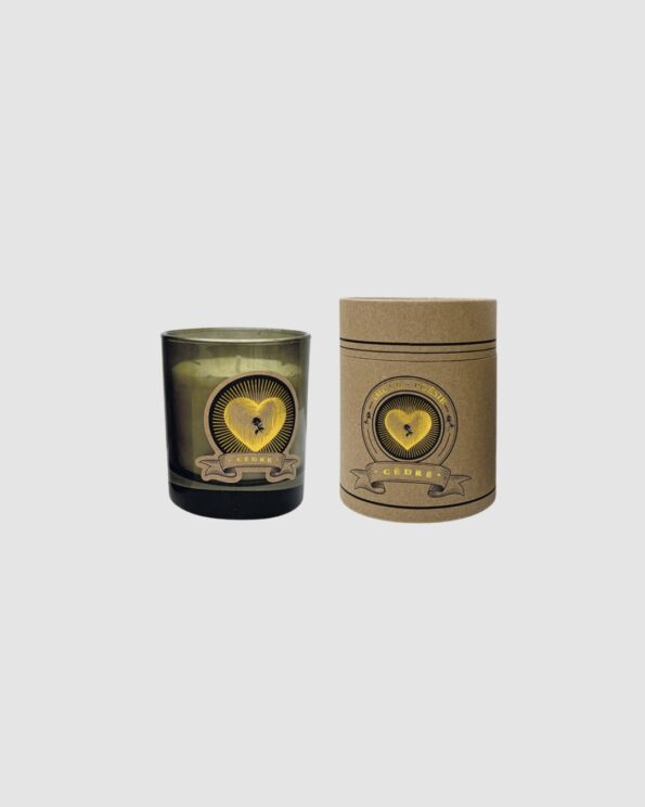 Bougie AMOUR cèdre – Opjet Paris dans verre fumé et coffret kraft