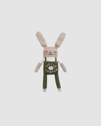 Doudou Lapin Little Farmer Main Sauvage en laine baby alpaga tricoté à la main