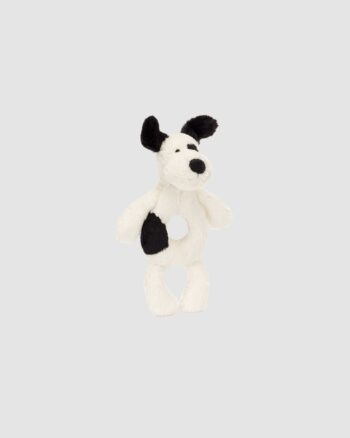 hochet bashful black & cream puppy jellycat