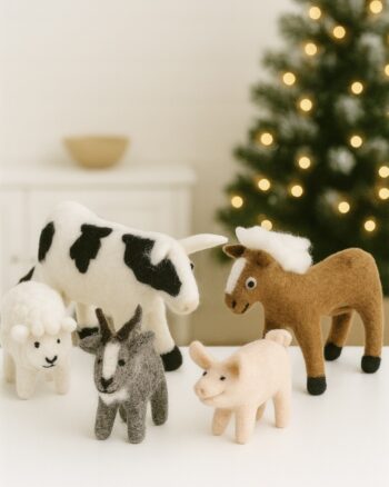 Farm Animals Set of 5 en feutre Gry & Sif – figurines en laine