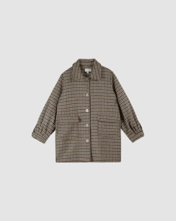 manteau pied de coq Émile et Ida beige et marron