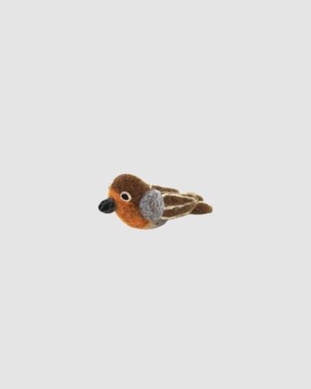 Bird Robin en feutre Gry & Sif – oiseau décoratif fait main sur fond clair