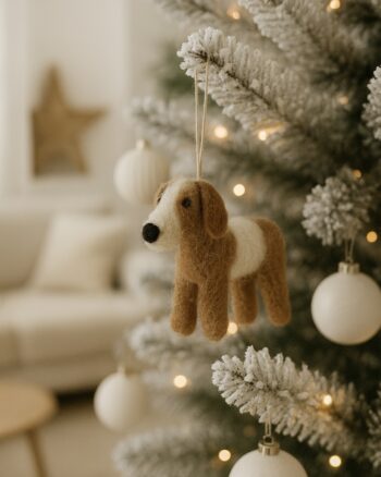 Dog Spaniel en feutre Gry & Sif suspendu dans le sapin