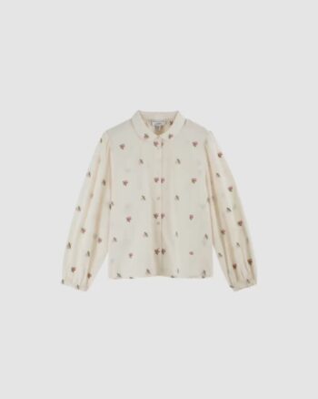 Blouse femme écrue broderies roses Émile et Ida