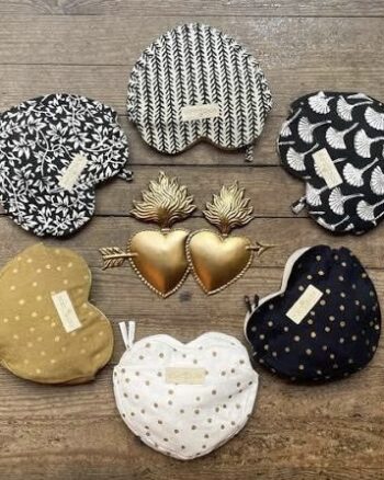 Pochettes Cœur Boncoeurs – Collection Rameau Carbone, Rameau Sauge et Pois Doré