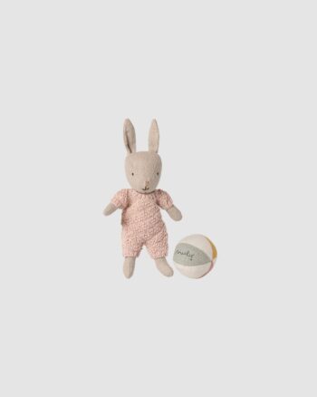 Coffret lapin Bunny Micro Maileg sable et rose avec balle