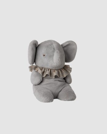Peluche éléphant Maileg grand bleu gris en peluche douce assise