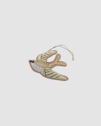 Suspension brodée Hirondelle Vendredi Paris en cannetille dorée